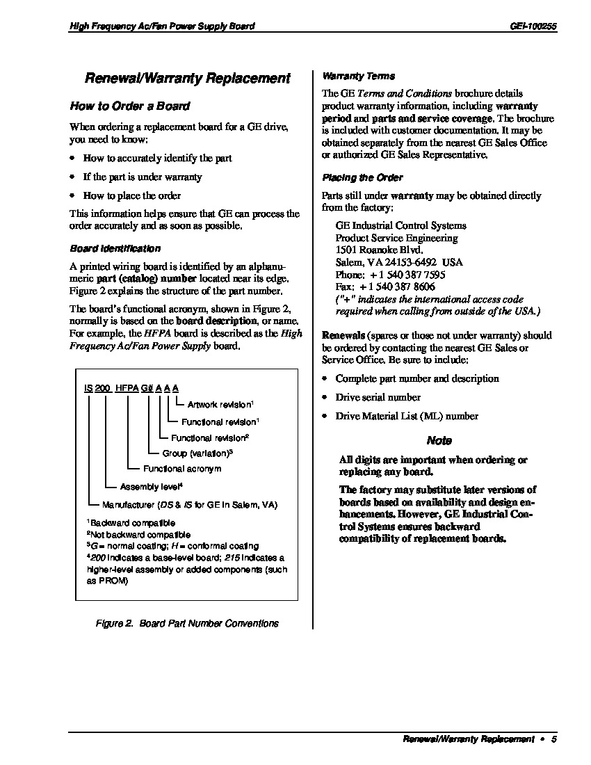 First Page Image of IS200HFPAG High Frequency AC Fan Power Supply Board Renewal and Replacement.pdf